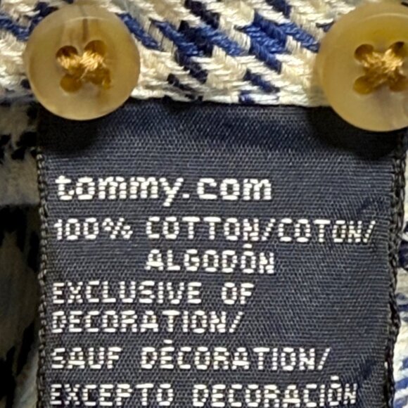 Tommy Hilfiger Men's Long Sleeve Buttons Plaid Blue Shirt Size XXL 80's Two Ply - Picture 6 of 8